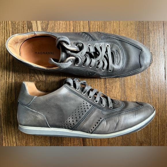 Magnanni Cristian Hybrid Dress Fashion Sneakers Gray Perforated Leather 10 M EUC